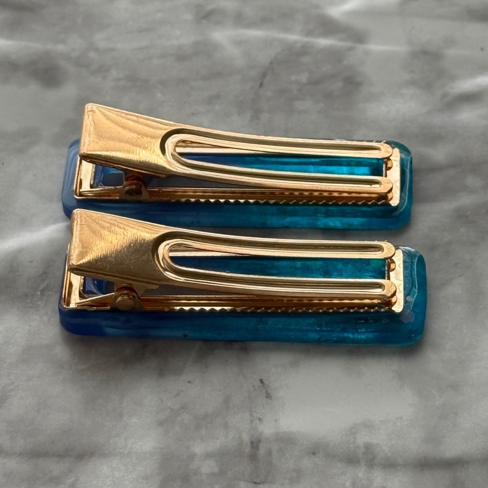 Blue Glitter Hair Clips - Picture 7 of 7